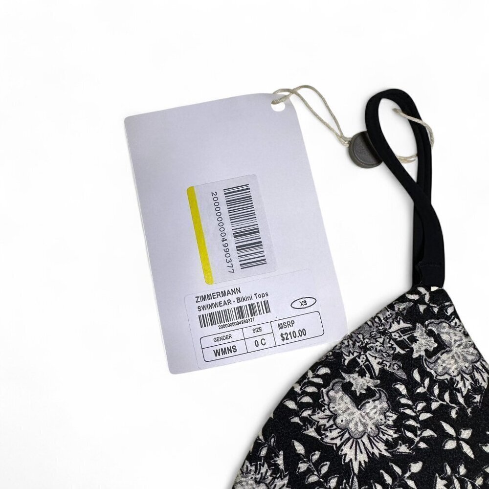 ZImmermann Women's Black Print Triangle Bikini Top US 2-4 C/D NWT - Picture 2 of 9